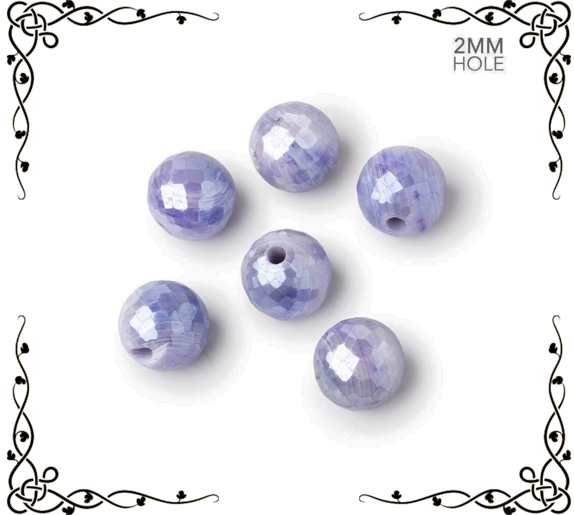 11mm Mystic Moonstone | Focal Bead | Faceted | 2mm Large Hole | Purple | 1 Piece