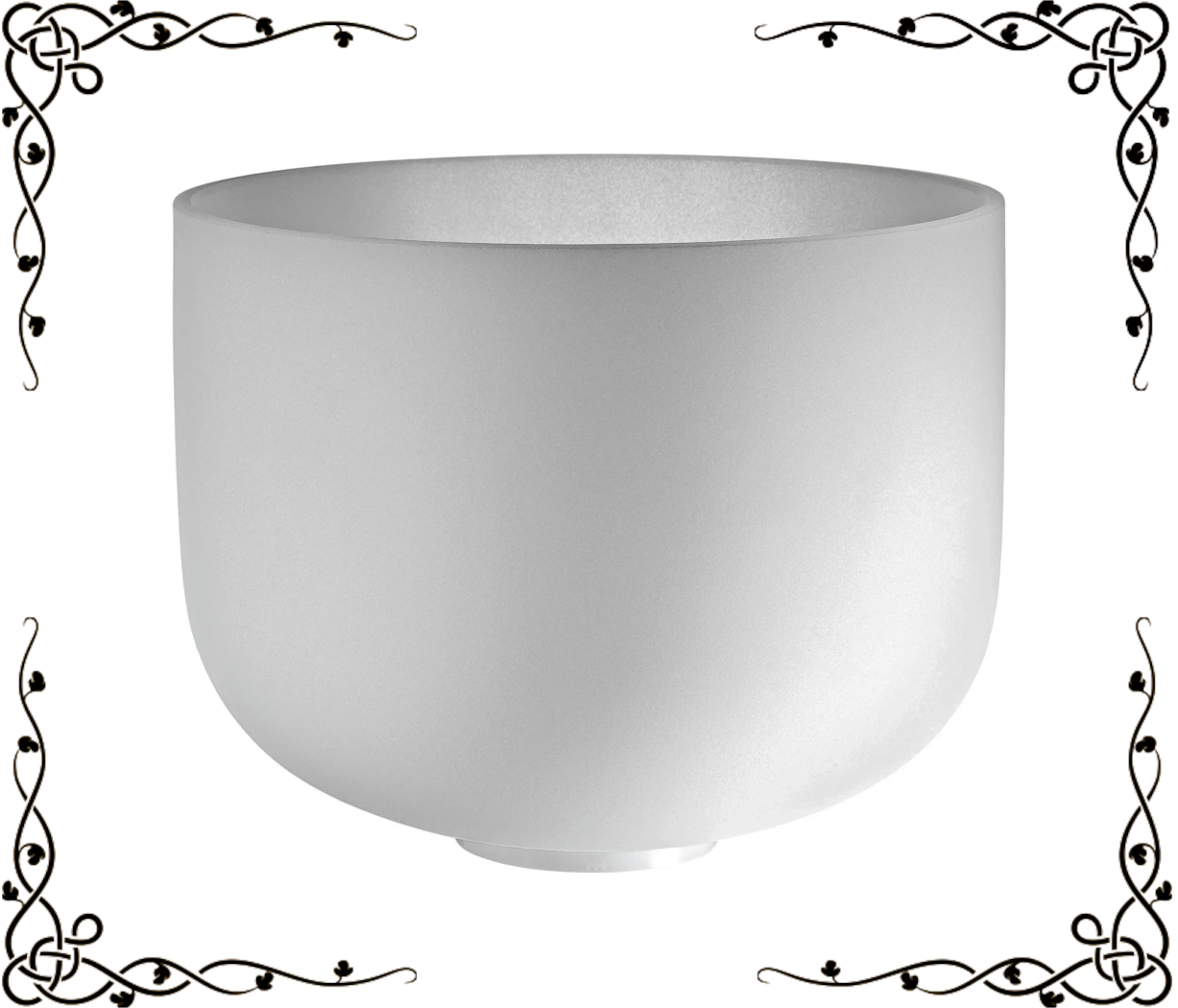 12" White-Frosted Crystal Singing Bowl — Note G3, Throat Chakra