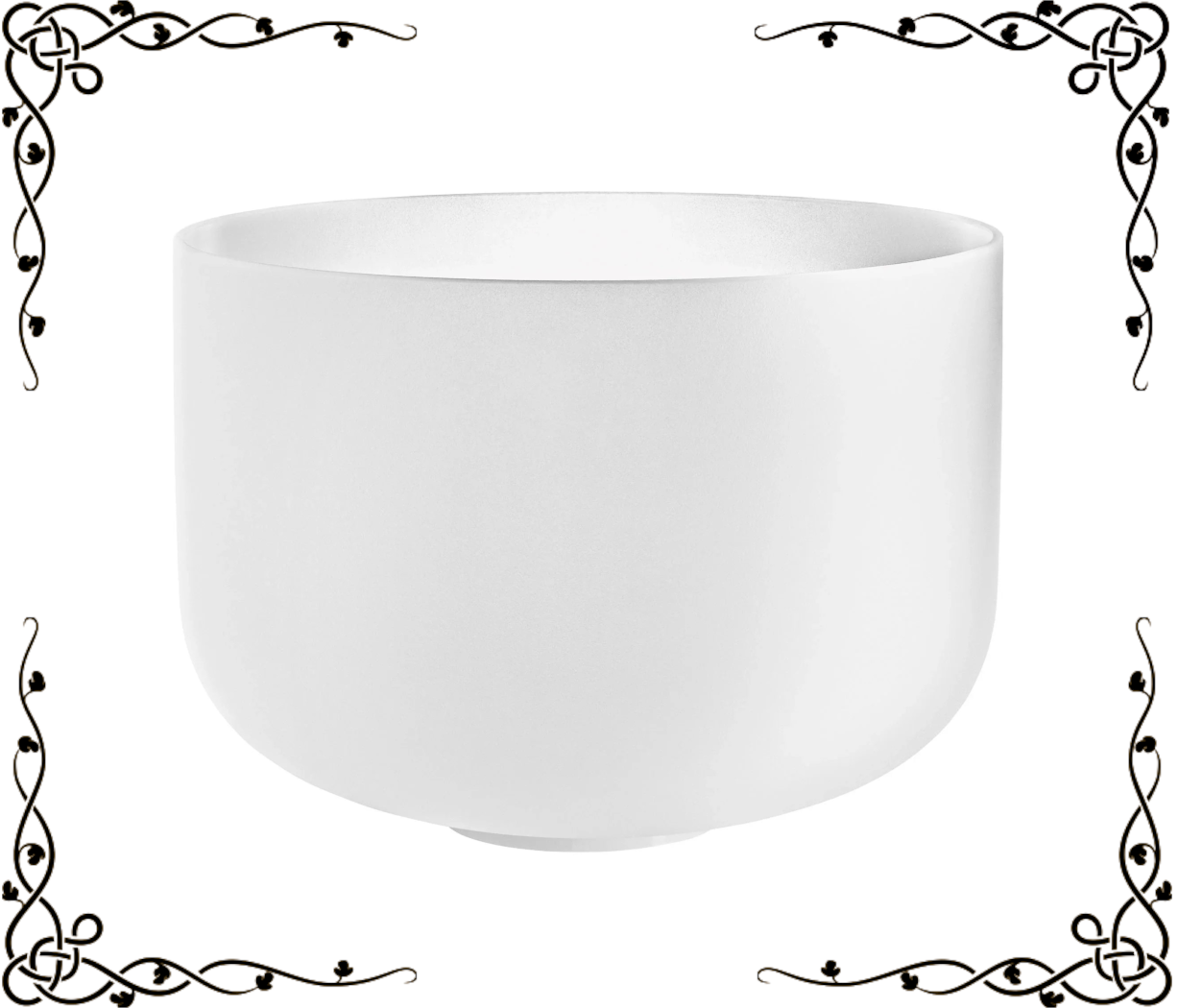 14" White-Frosted Crystal Singing Bowl — Note E3, Solar Plexus Chakra