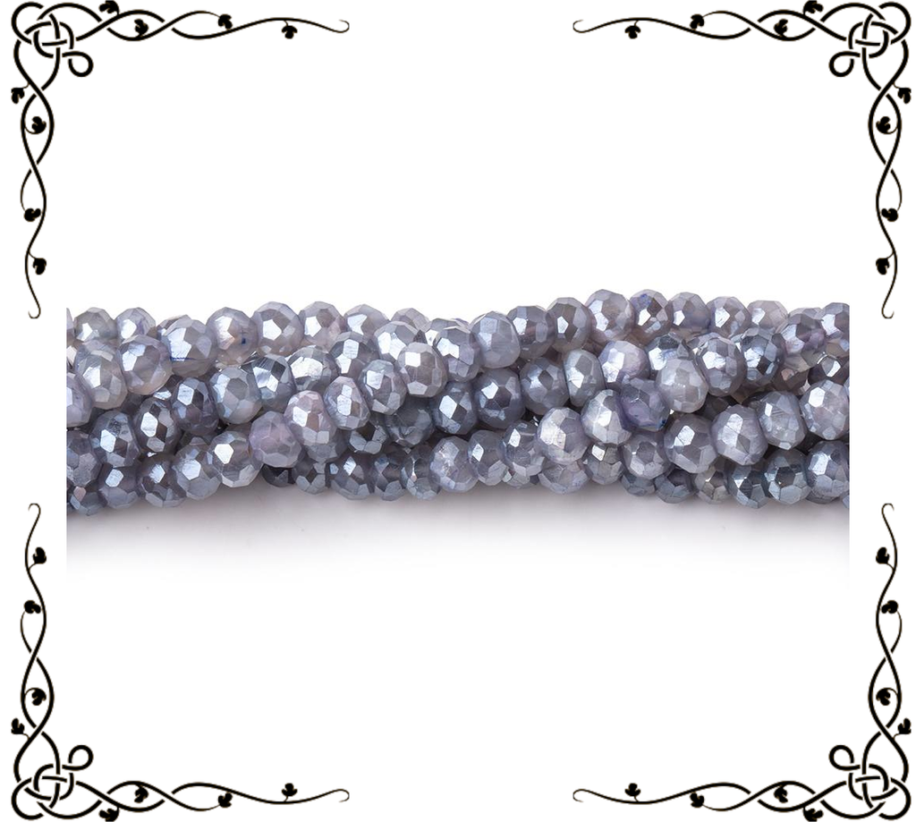 4mm Mystic Grey Moonstone Faceted Rondelle Beads 16 inch 133 pieces