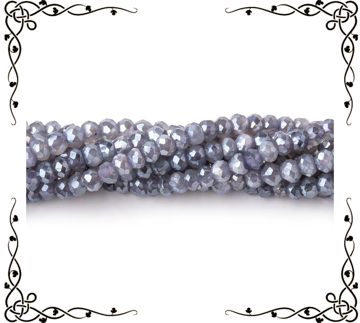 4mm Mystic Grey Moonstone Faceted Rondelle Beads 16 inch 133 pieces