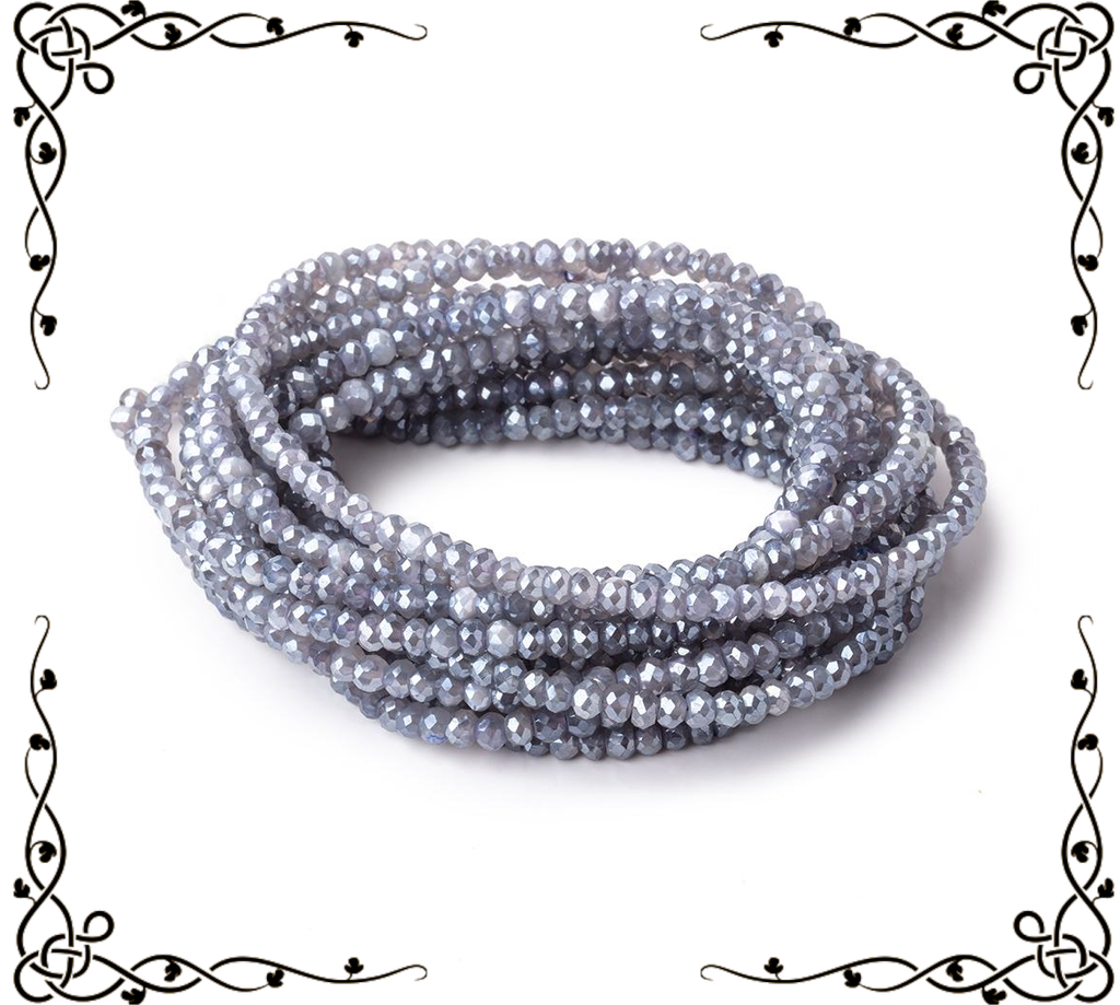 4mm Mystic Grey Moonstone Faceted Rondelle Beads 16 inch 133 pieces