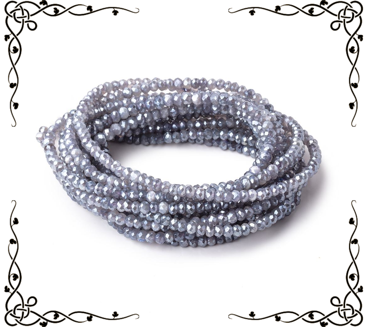 4mm Mystic Grey Moonstone Faceted Rondelle Beads 16 inch 133 pieces