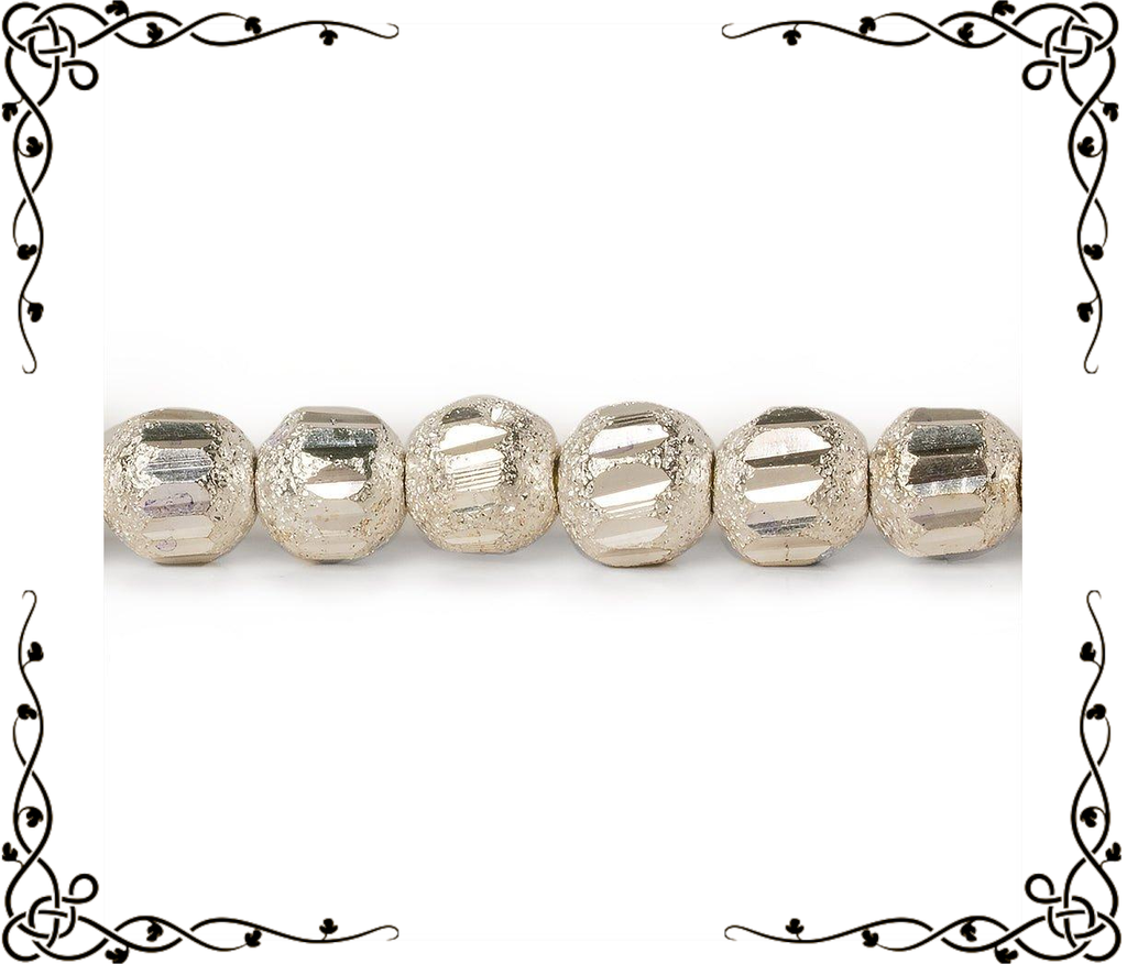 5mm Sterling Silver Plated Brass Stardust Rounds — 8 inch, 42 beads
