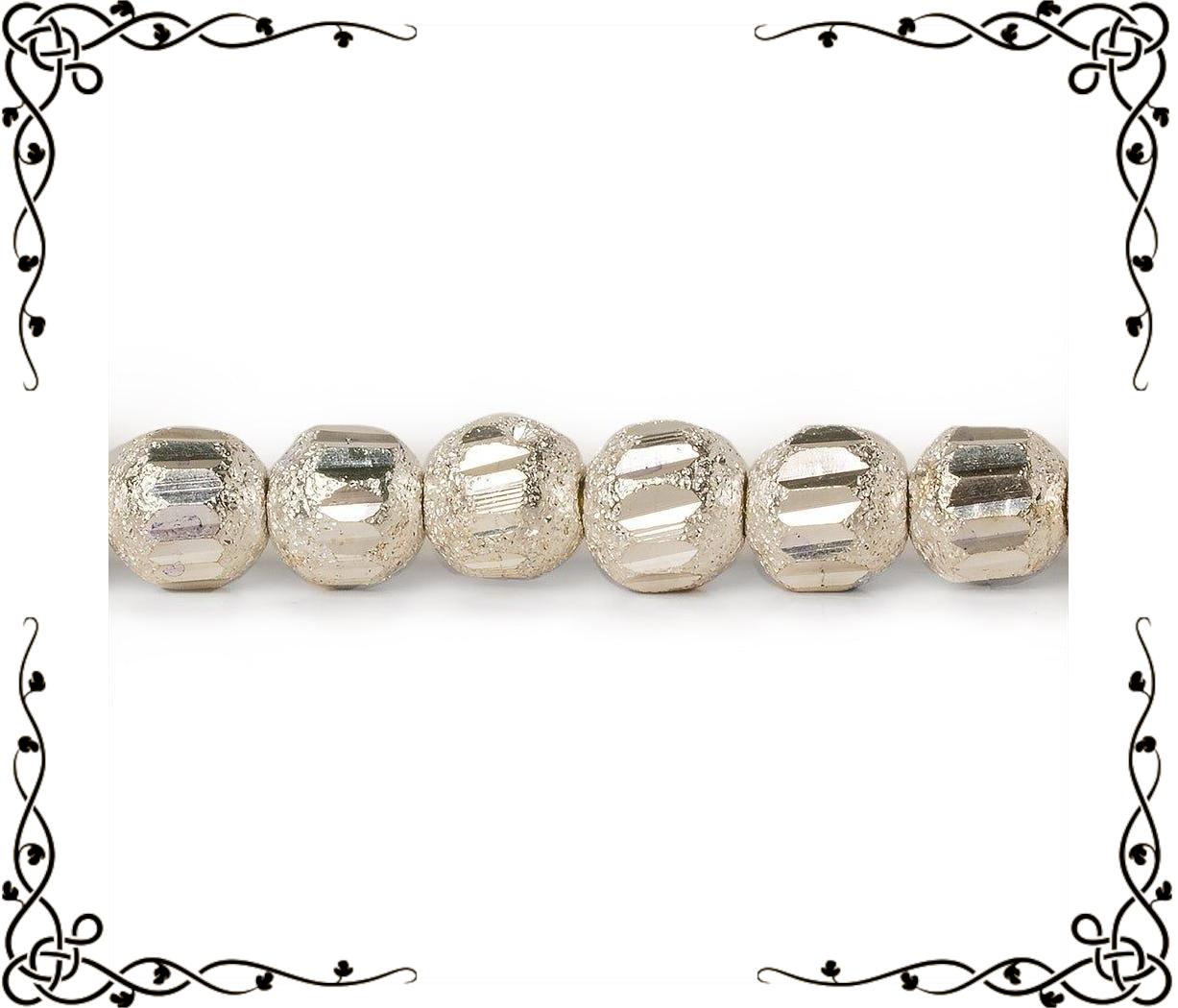 5mm Sterling Silver Plated Brass Stardust Rounds — 8 inch, 42 beads