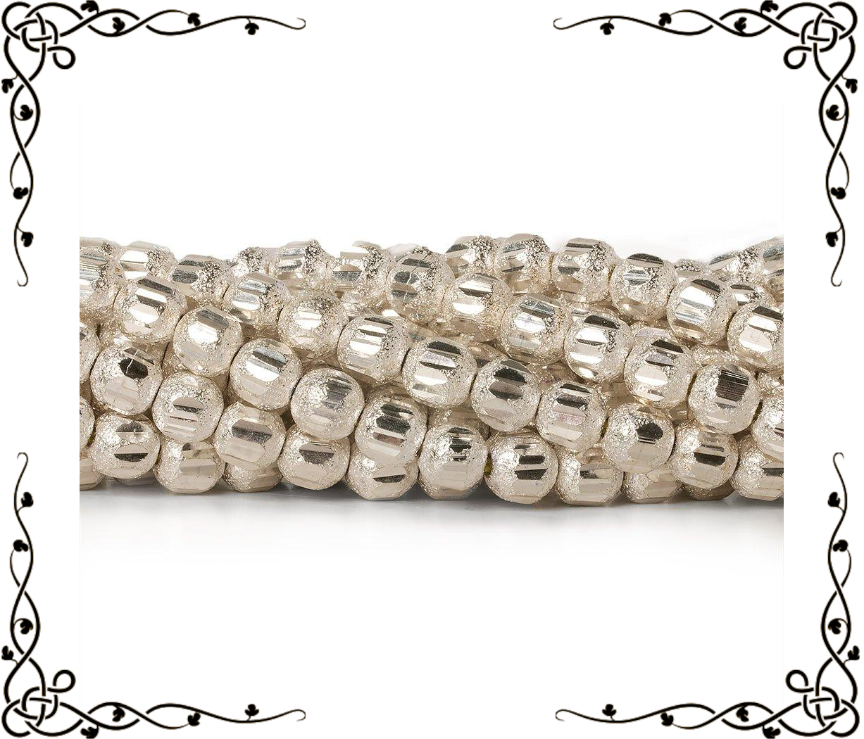 5mm Sterling Silver Plated Brass Stardust Rounds — 8 inch, 42 beads