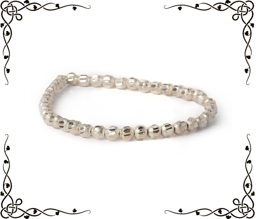 5mm Sterling Silver Plated Brass Stardust Rounds — 8 inch, 42 beads