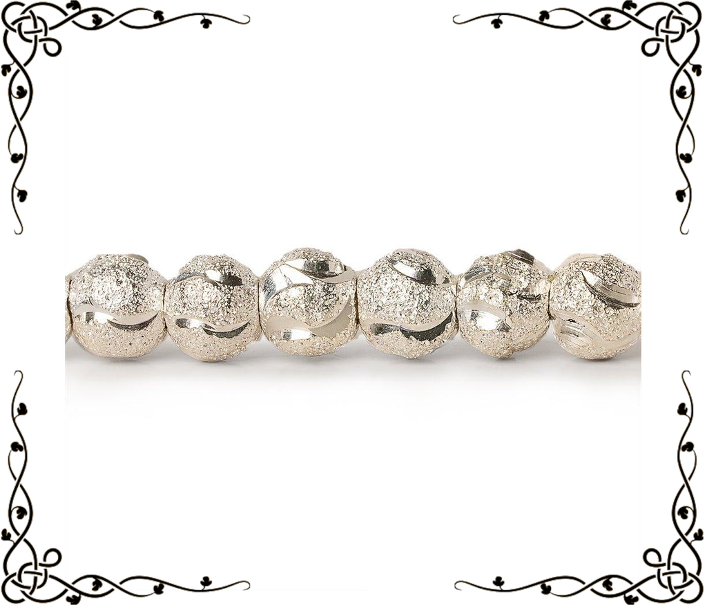 6mm Sterling Silver Plated Brass Half Moon Stardust Rounds — 8 inch, 37 beads