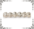 6mm Sterling Silver Plated Brass Half Moon Stardust Rounds — 8 inch, 37 beads