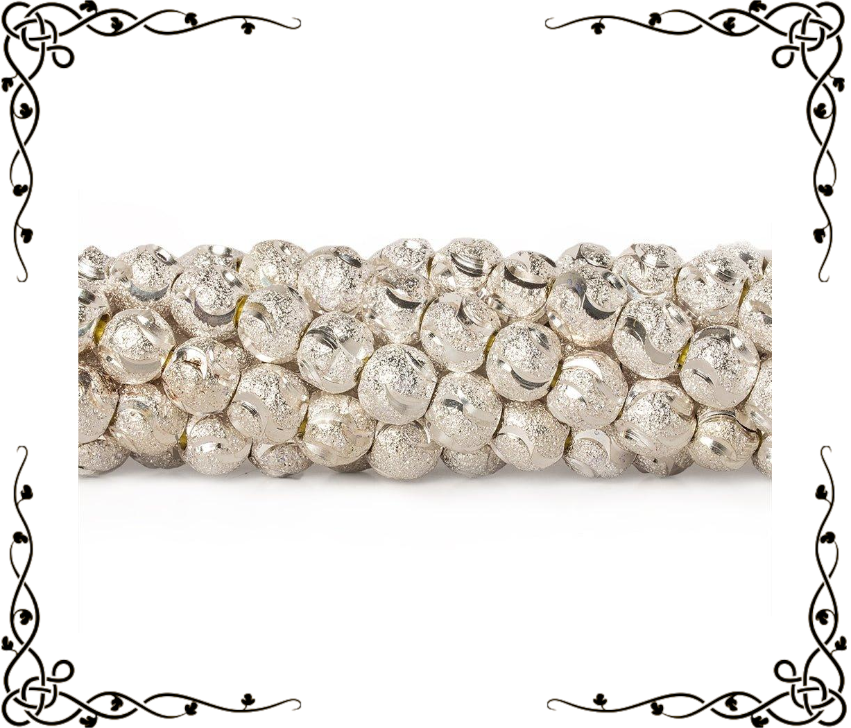 6mm Sterling Silver Plated Brass Half Moon Stardust Rounds — 8 inch, 37 beads