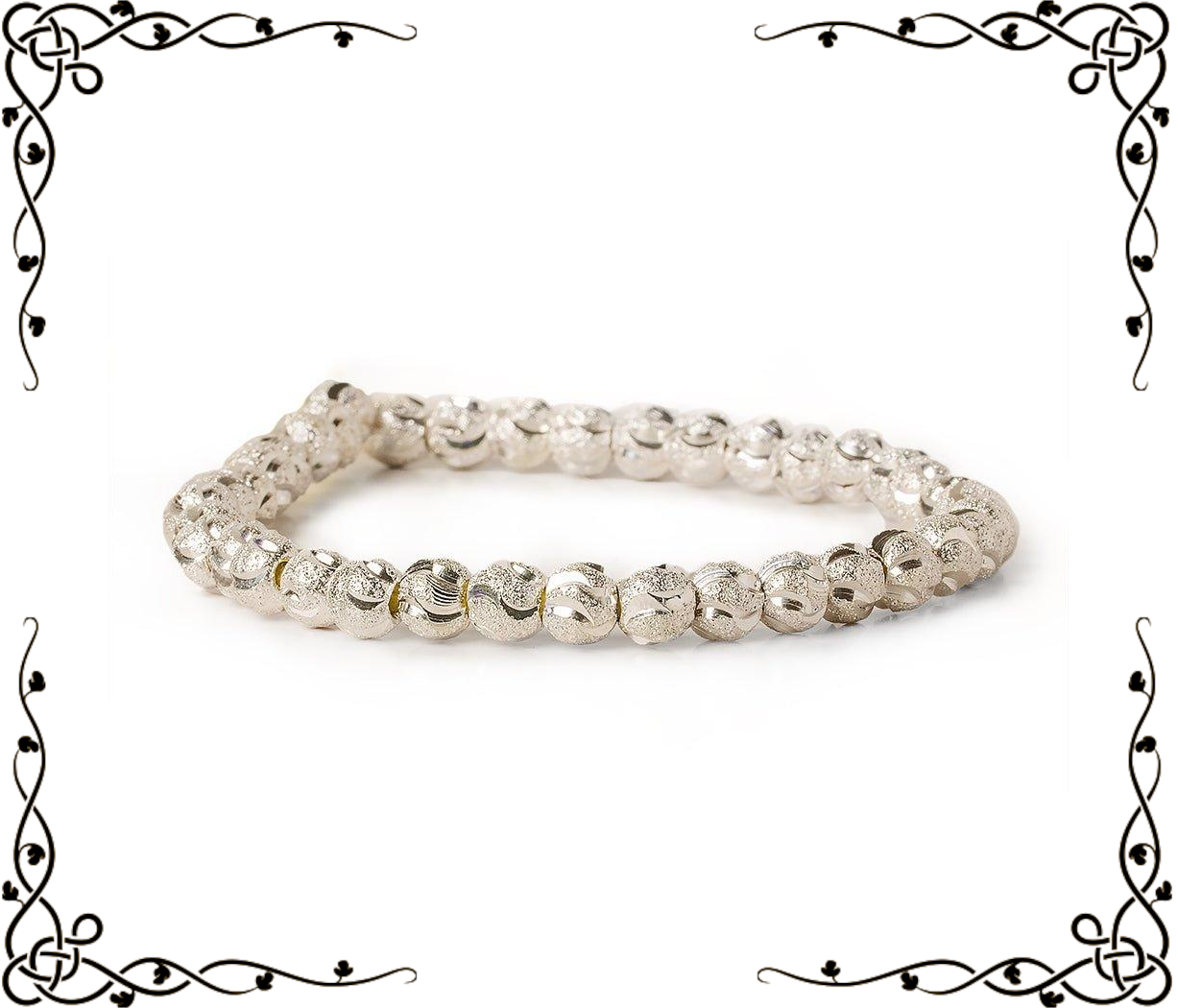6mm Sterling Silver Plated Brass Half Moon Stardust Rounds — 8 inch, 37 beads