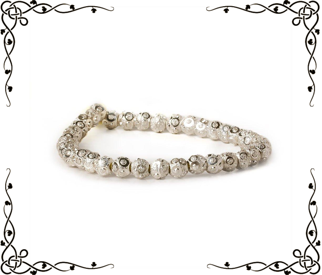 6mm Sterling Silver Plated Brass Circle Stardust Rounds — 8 inch, 37 beads