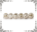 6mm Sterling Silver Plated Brass Stripe Stardust Rounds — 8 inch, 37 beads
