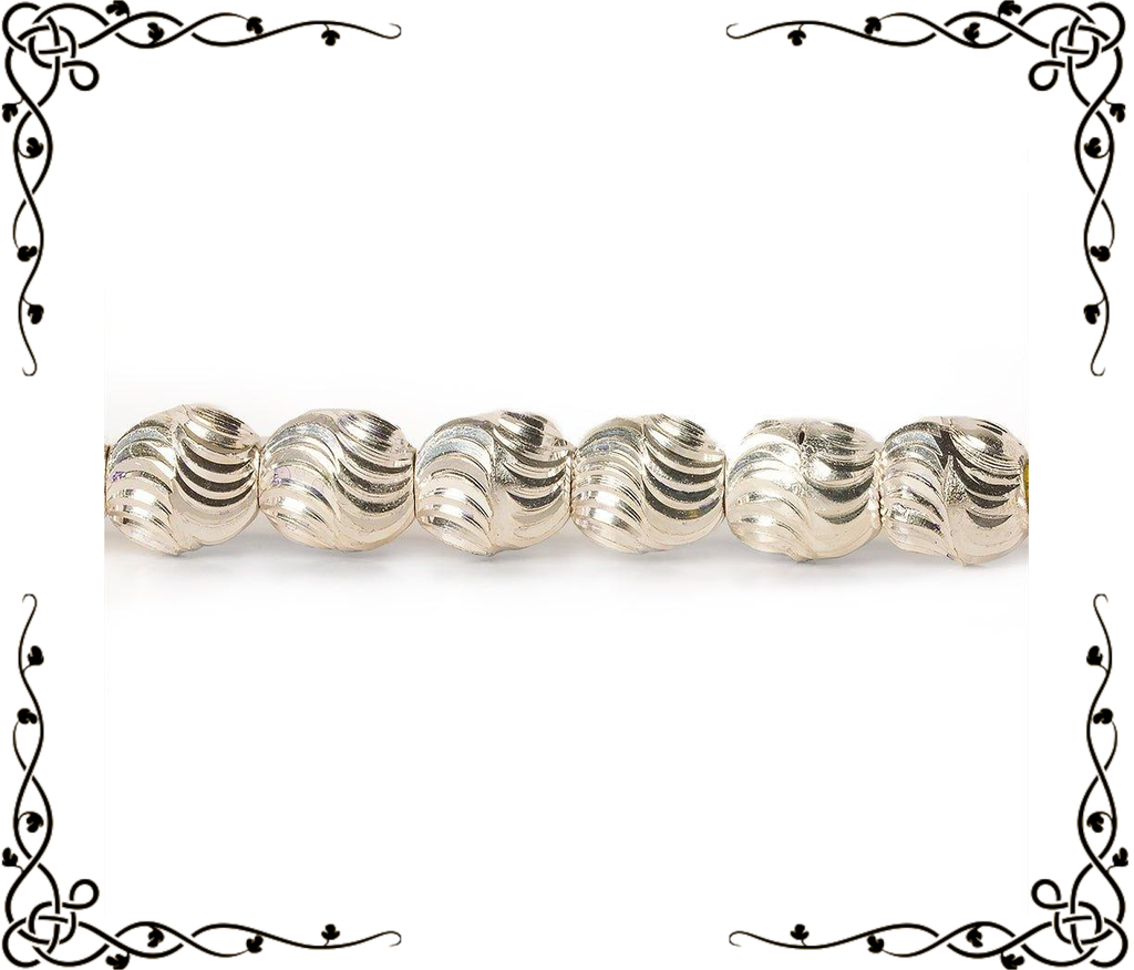 7x6mm Sterling Silver Plated Brass Wavy Ovals — 8 inch, 34 beads