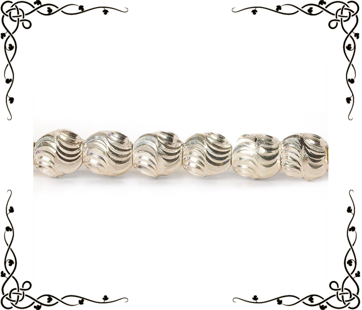 7x6mm Sterling Silver Plated Brass Wavy Ovals — 8 inch, 34 beads