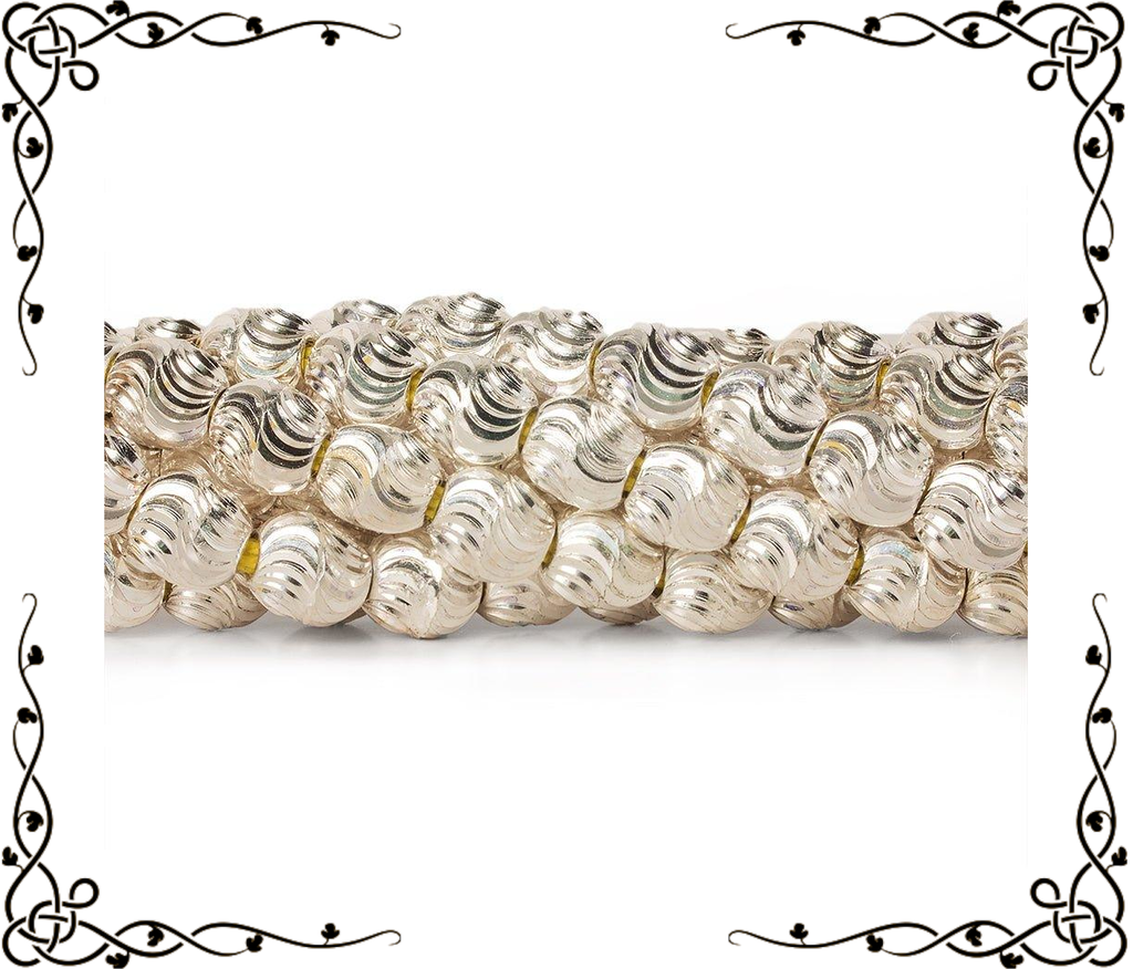 7x6mm Sterling Silver Plated Brass Wavy Ovals — 8 inch, 34 beads