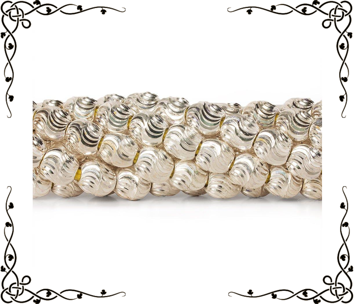 7x6mm Sterling Silver Plated Brass Wavy Ovals — 8 inch, 34 beads