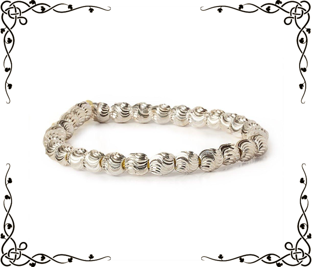 7x6mm Sterling Silver Plated Brass Wavy Ovals — 8 inch, 34 beads