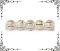 8mm Sterling Silver Plated Brass Stripe Stardust Rounds — 8 inch, 27 beads