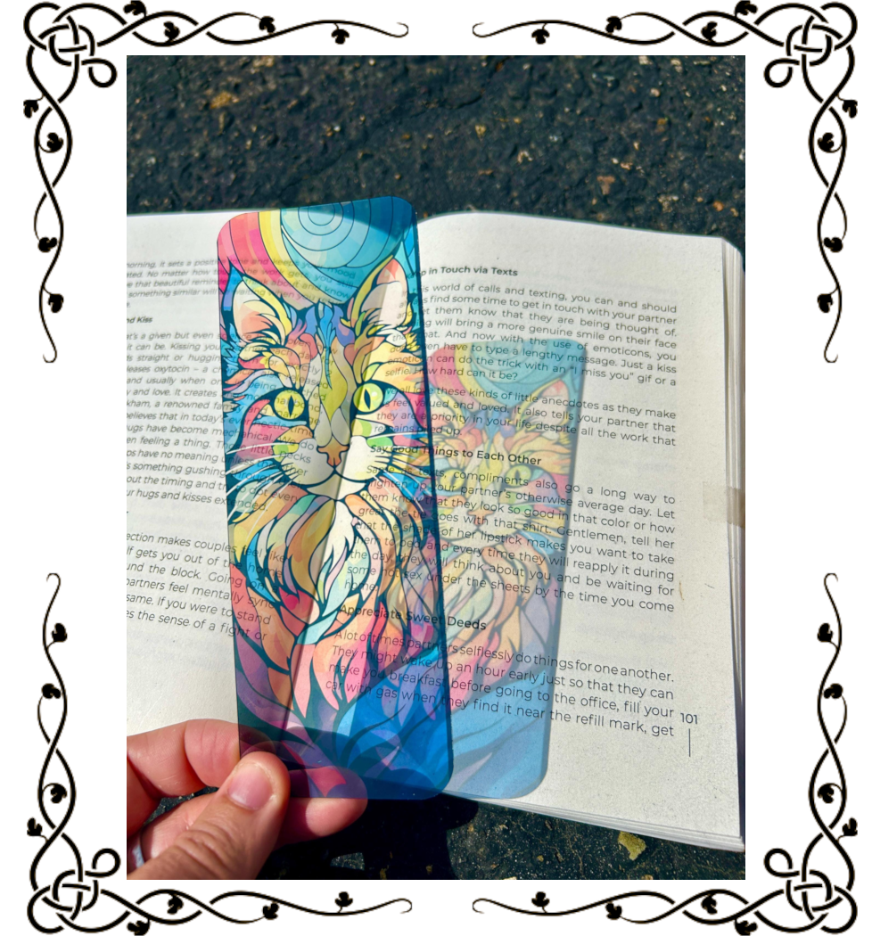 Acid Trip Psychedelic Kitty Bookmark – Trippy Cat Art Page Marker