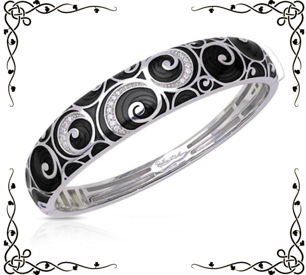 Atlantis Bangle | Belle Étoile Jewelry | Blue or Black Italian Enamel | Sterling Silver