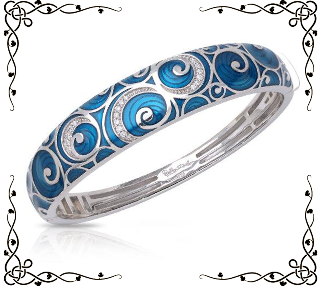 Atlantis Bangle | Belle Étoile Jewelry | Blue or Black Italian Enamel | Sterling Silver