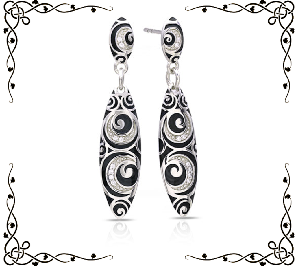 Atlantis Earrings | Belle Étoile Jewelry | Blue or Black Italian Enamel | Sterling Silver