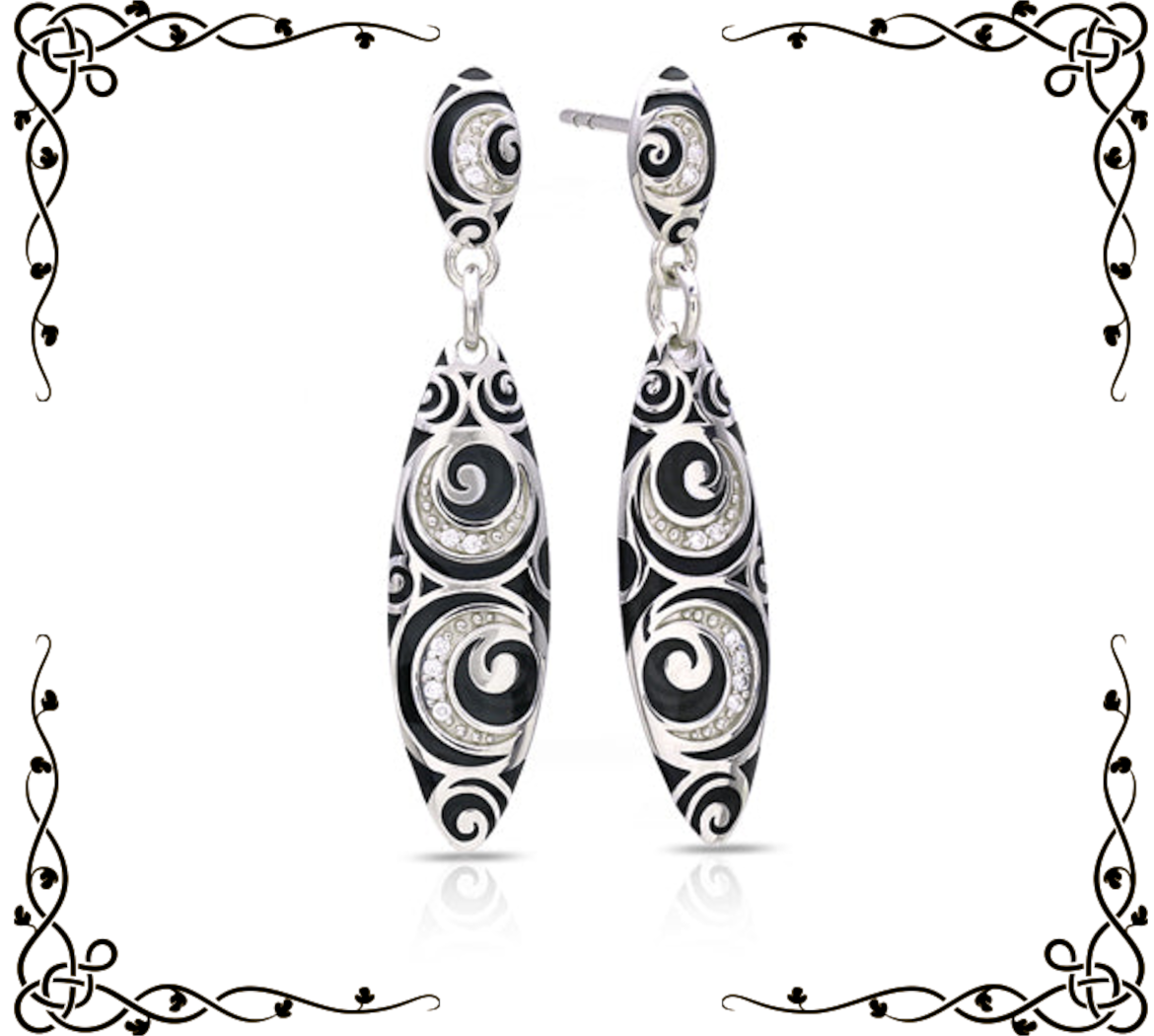 Atlantis Earrings | Belle Étoile Jewelry | Blue or Black Italian Enamel | Sterling Silver