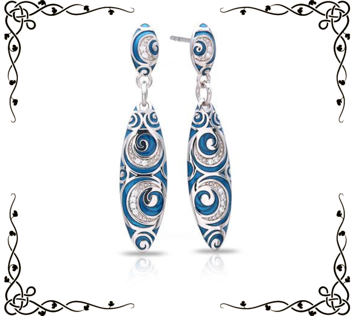 Atlantis Earrings | Belle Étoile Jewelry | Blue or Black Italian Enamel | Sterling Silver