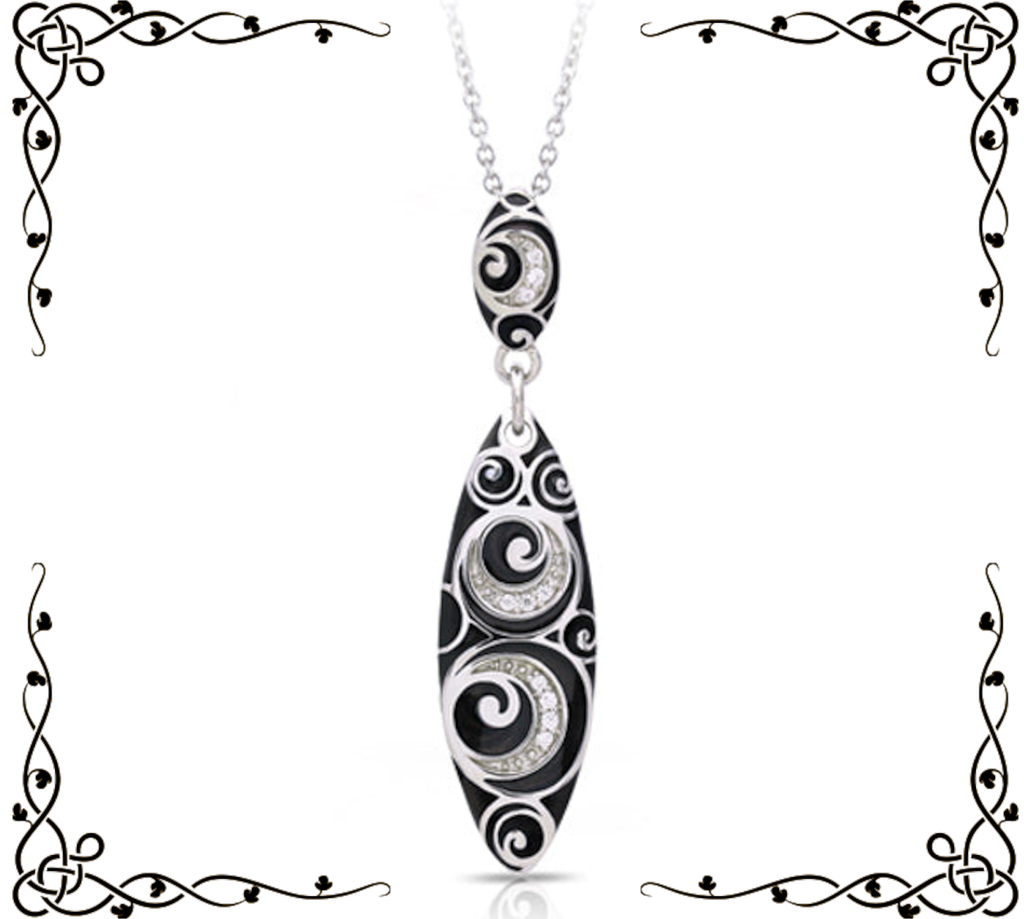 Atlantis Pendant | Belle Étoile Jewelry | Blue or Black Italian Enamel | Sterling Silver