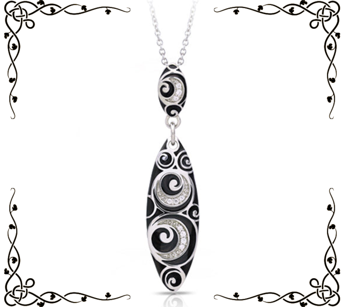 Atlantis Pendant | Belle Étoile Jewelry | Blue or Black Italian Enamel | Sterling Silver