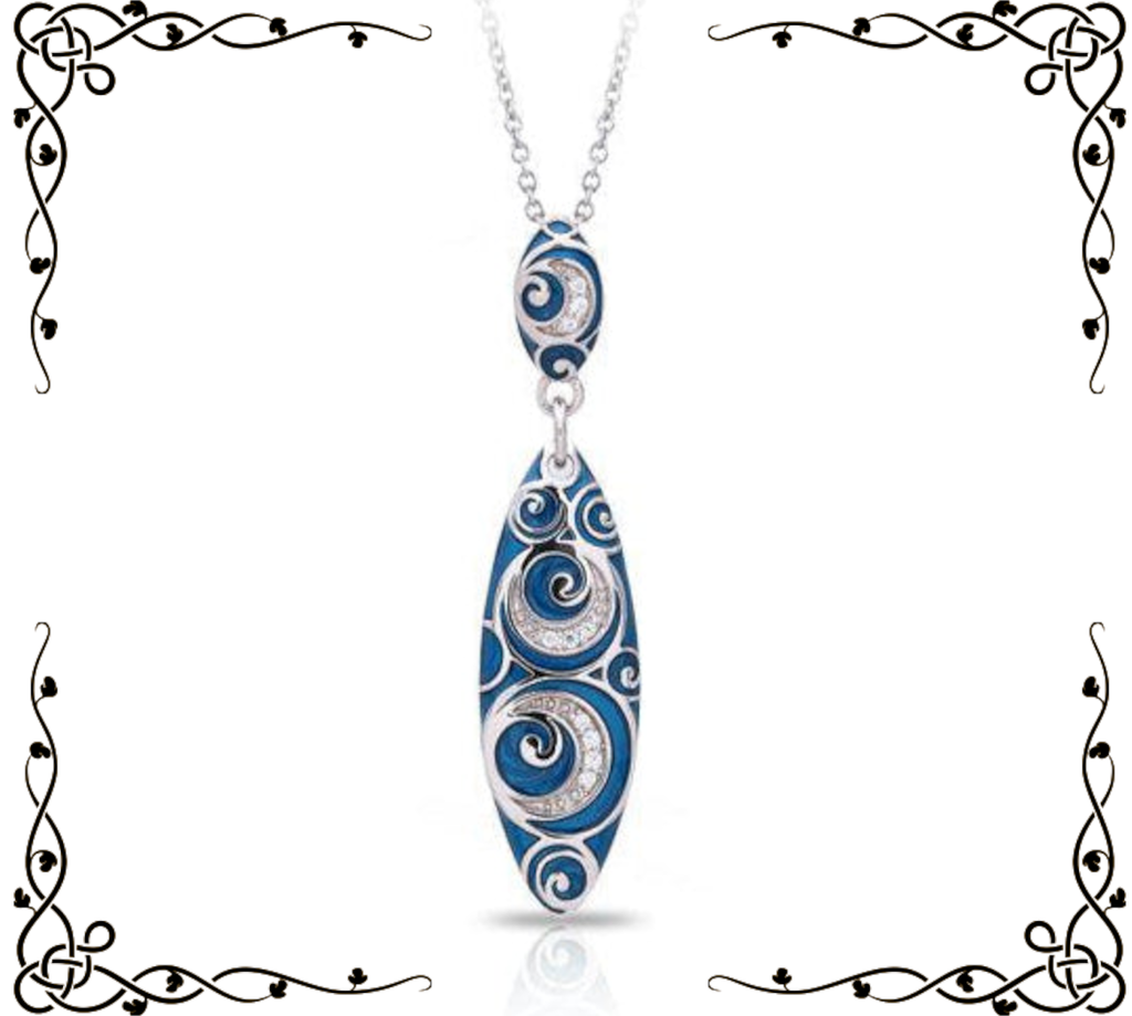 Atlantis Pendant | Belle Étoile Jewelry | Blue or Black Italian Enamel | Sterling Silver