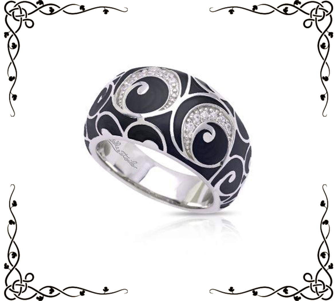 Atlantis Ring | Belle Étoile Jewelry | Blue or Black Italian Enamel | Sterling Silver