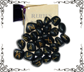 Black Agate Gemstone Runes — 25-Piece Set | Elder Futhark + Blank