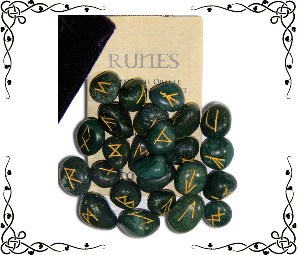 Bloodstone Gemstone Runes — 25-Piece Set | Elder Futhark + Blank