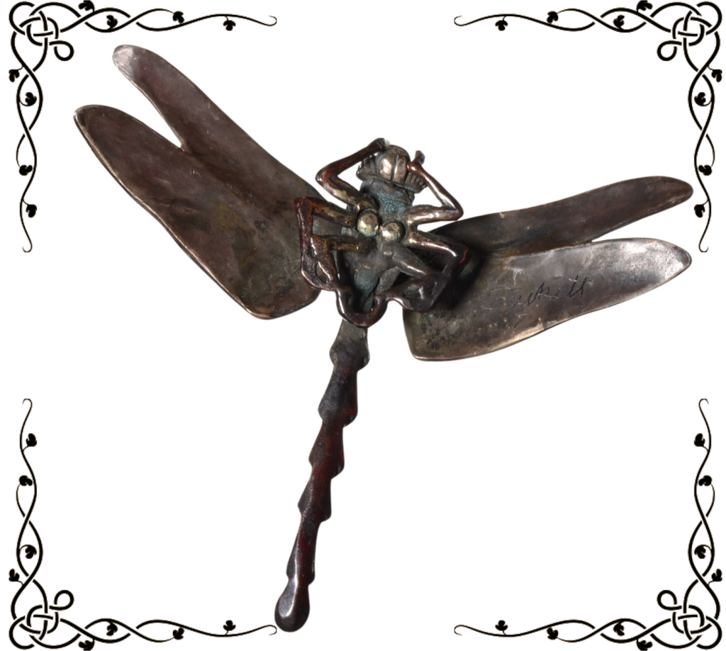 Bob Burkett Signed Dragonfly Pendant - Sterling Silver & Bronze (2007)