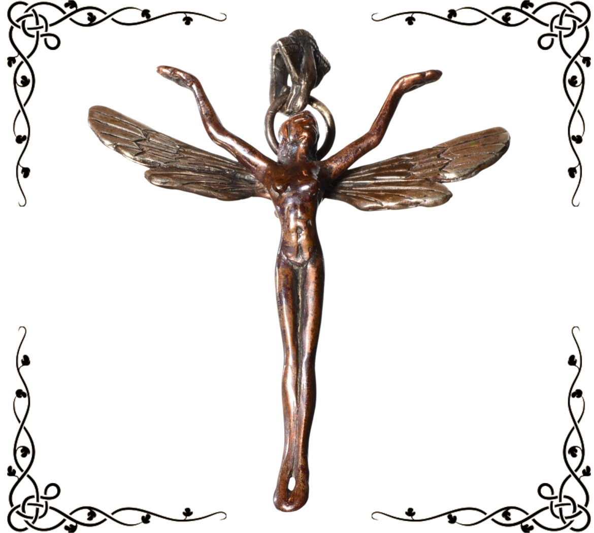 Bob Burkett Fairy Pendant - Sterling Silver & Bronze Art Jewelry