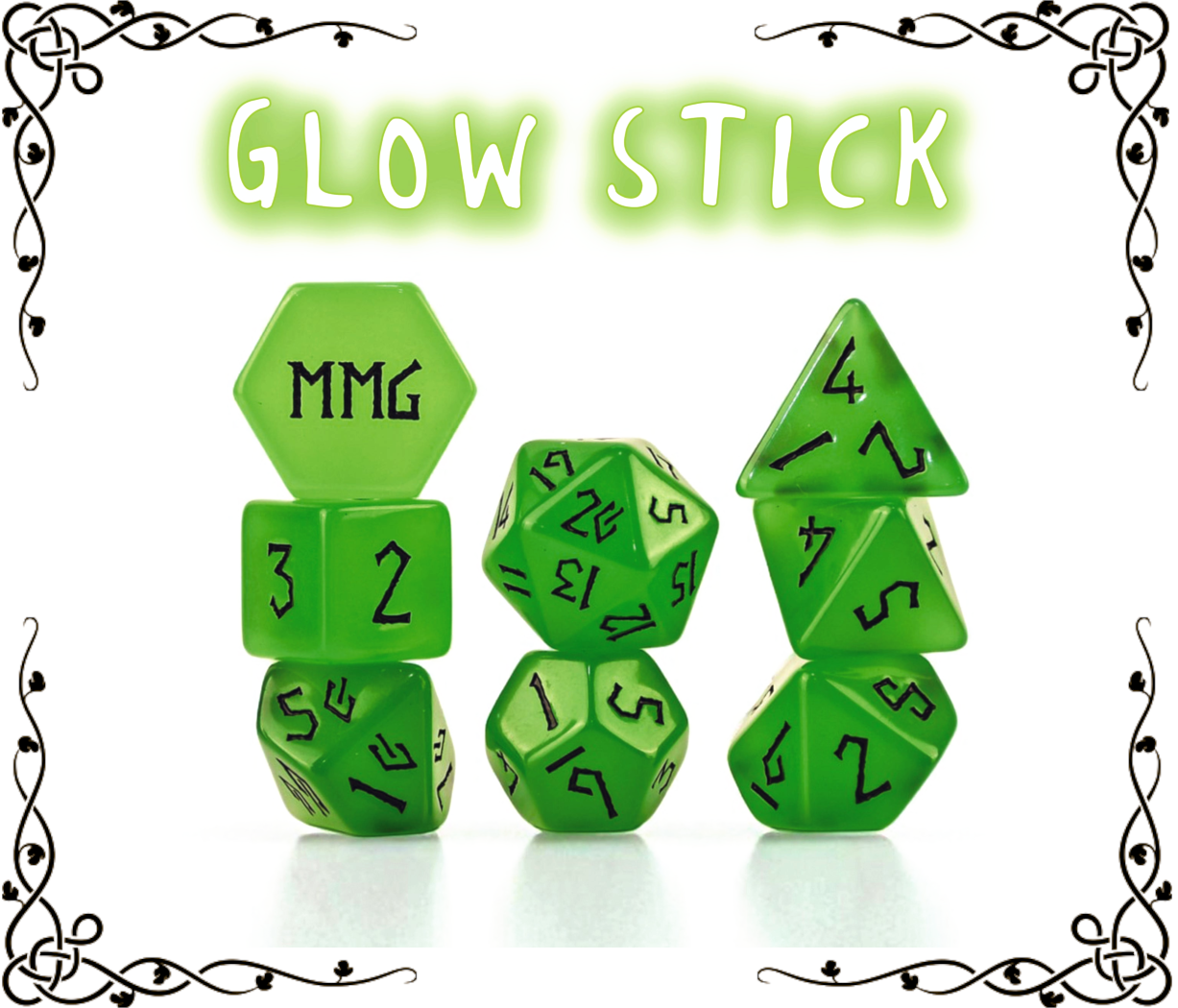 Glow Stick Resin Dice Set  | Misty Mountain Gaming
