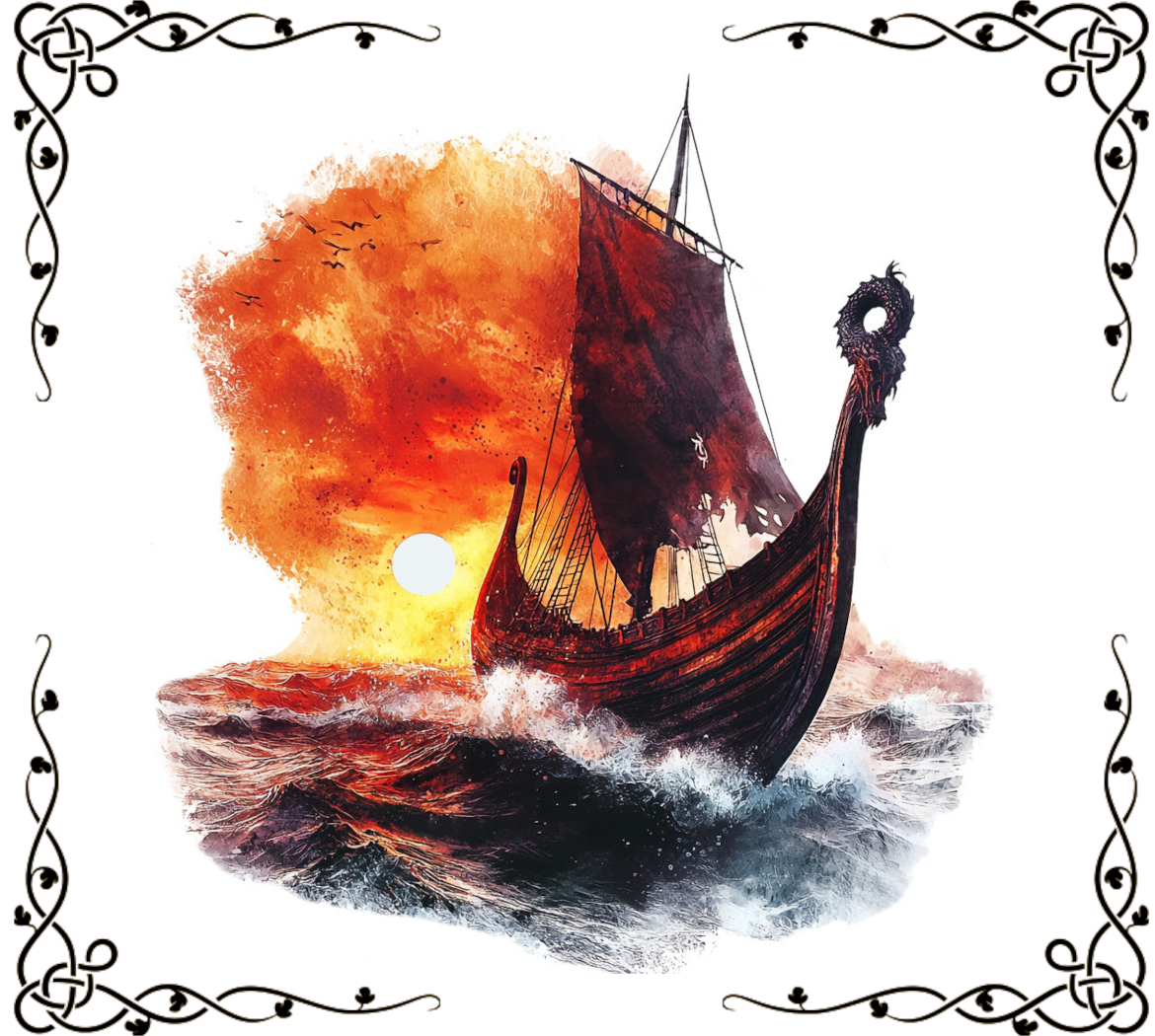 Viking Ships Fabric Panel 25