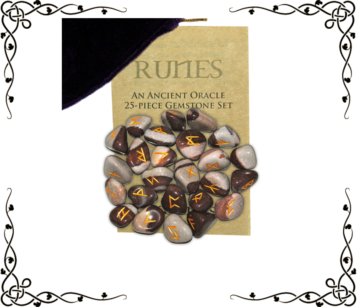 Sacred Narmada Gemstone Runes — 25-Piece Set | Elder Futhark + Blank