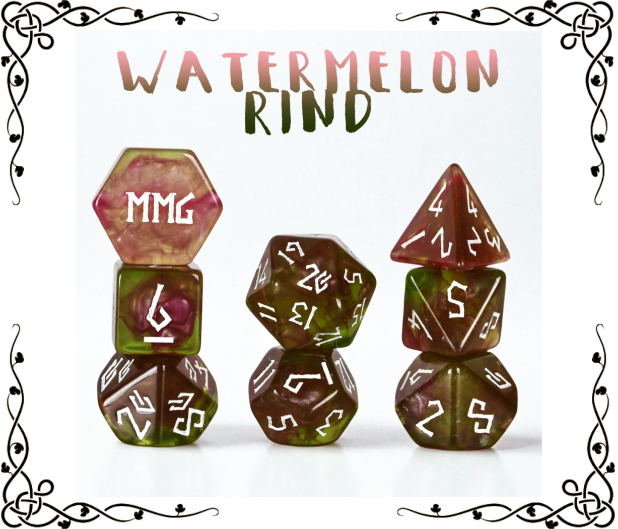 Watermelon Rind Resin Dice Set | Misty Mountain Gaming