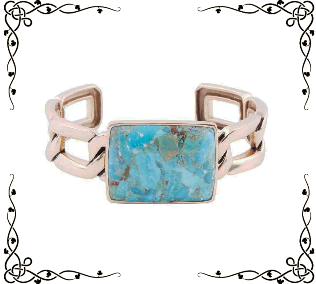 Athena Blue Turquoise Golden Cuff Bracelet | Barse Jewelry