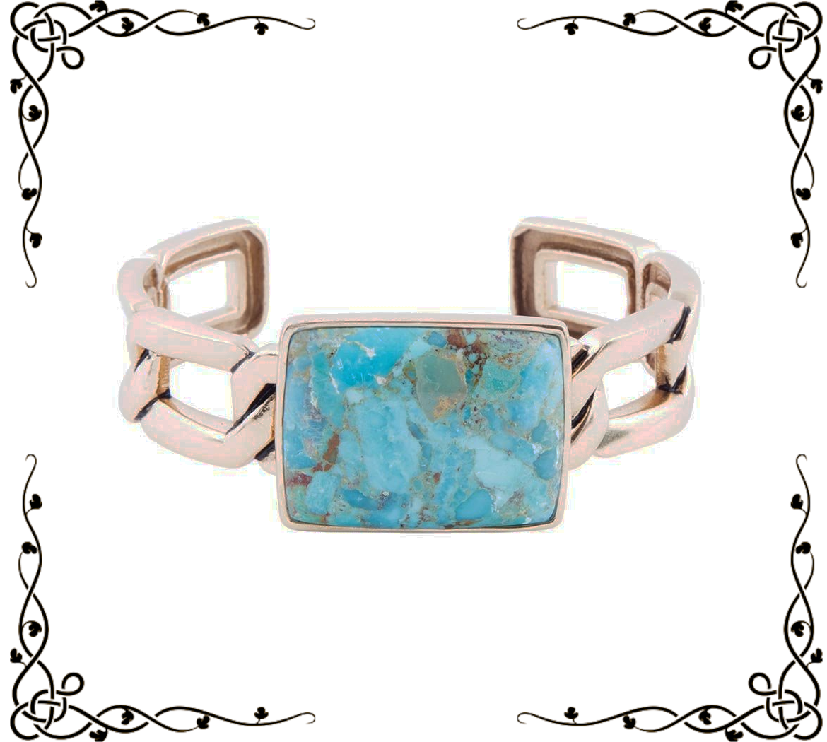 Athena Blue Turquoise Golden Cuff Bracelet | Barse Jewelry