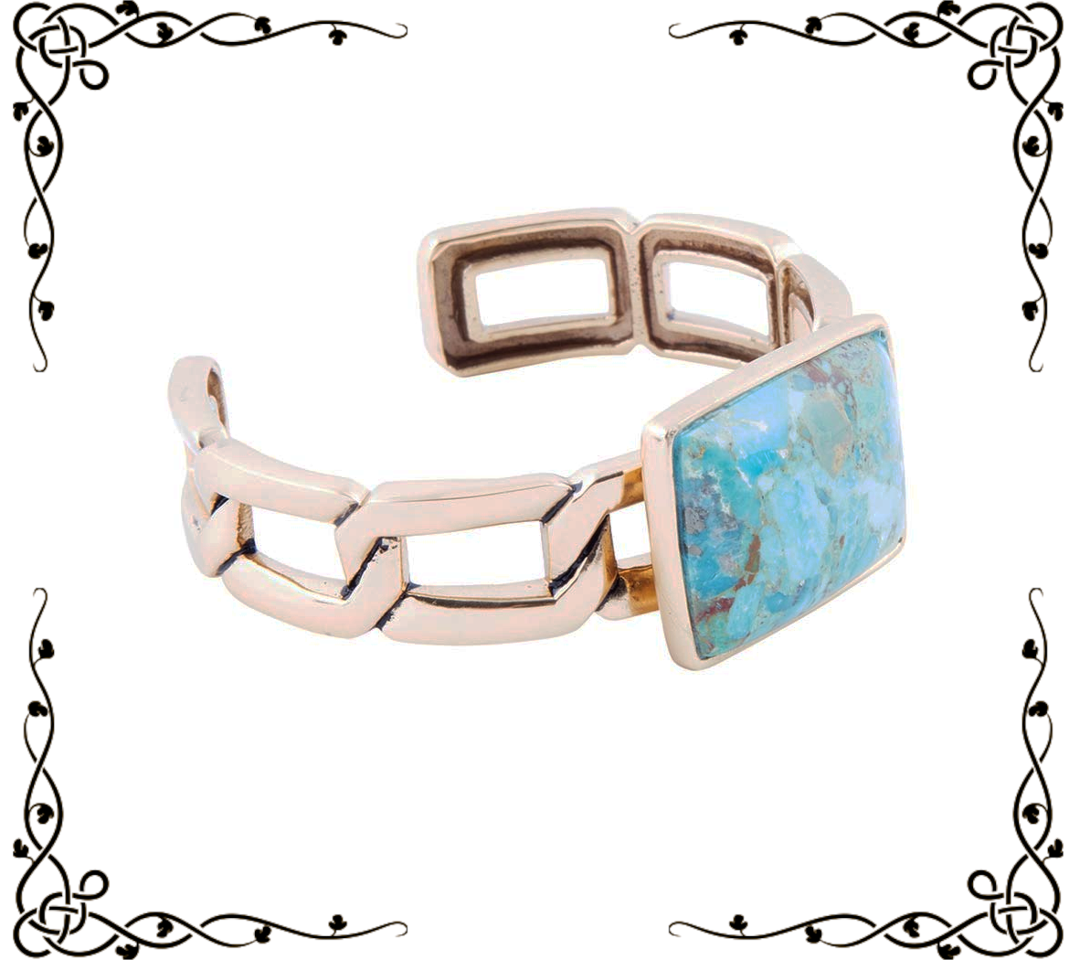 Athena Blue Turquoise Golden Cuff Bracelet | Barse Jewelry