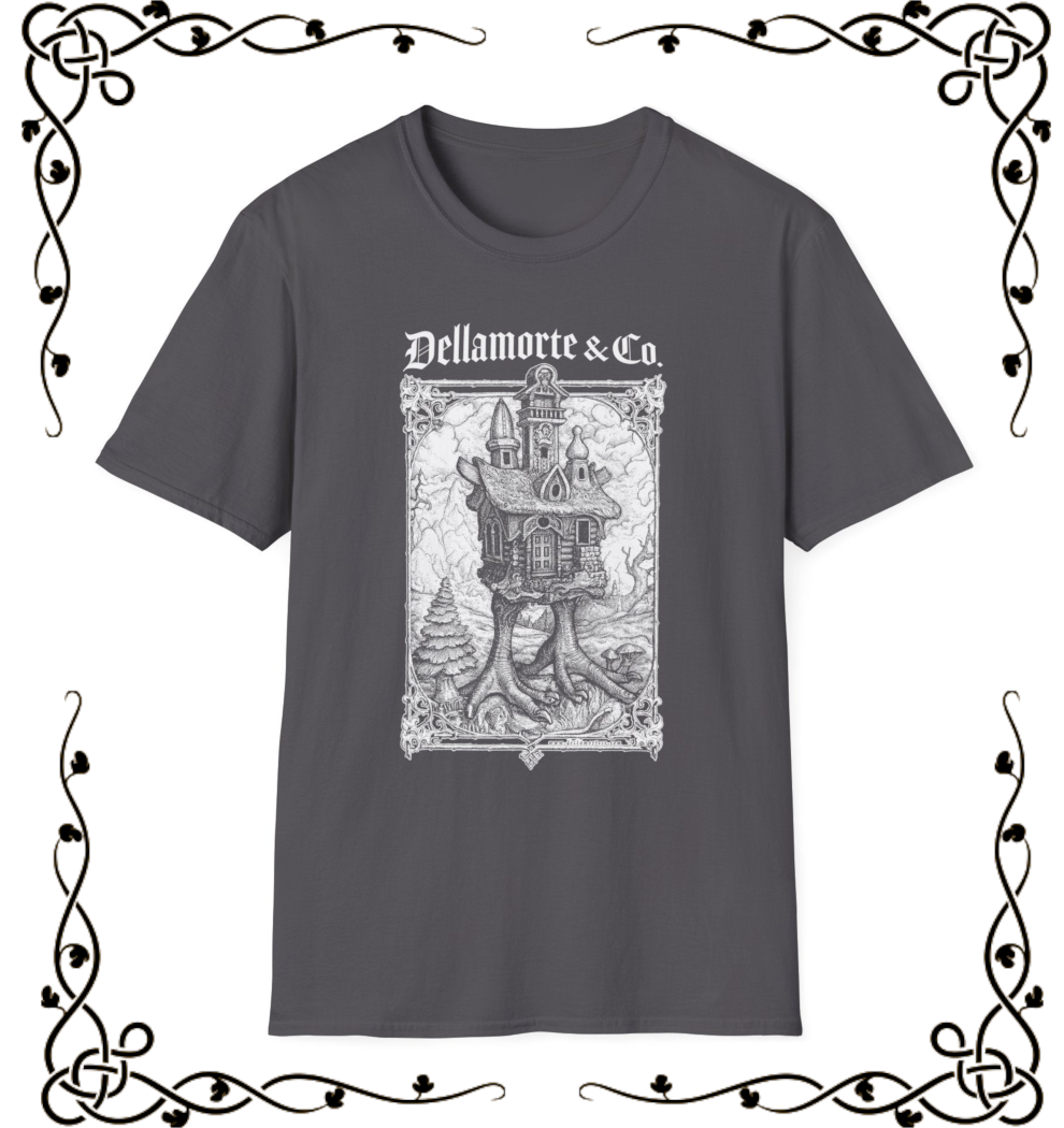 Baba Yaga's Hut Shirt | Slavic Folklore Witch House Tee by Dellamorte Art | Chicken-Leg Hut T-Shirt | Dark Fairytale Gothic Apparel