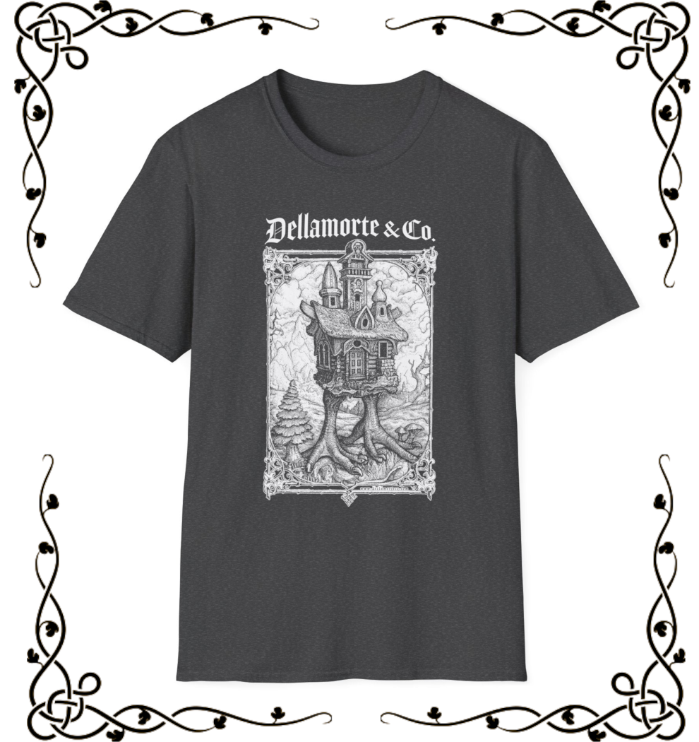 Baba Yaga's Hut Shirt | Slavic Folklore Witch House Tee by Dellamorte Art | Chicken-Leg Hut T-Shirt | Dark Fairytale Gothic Apparel