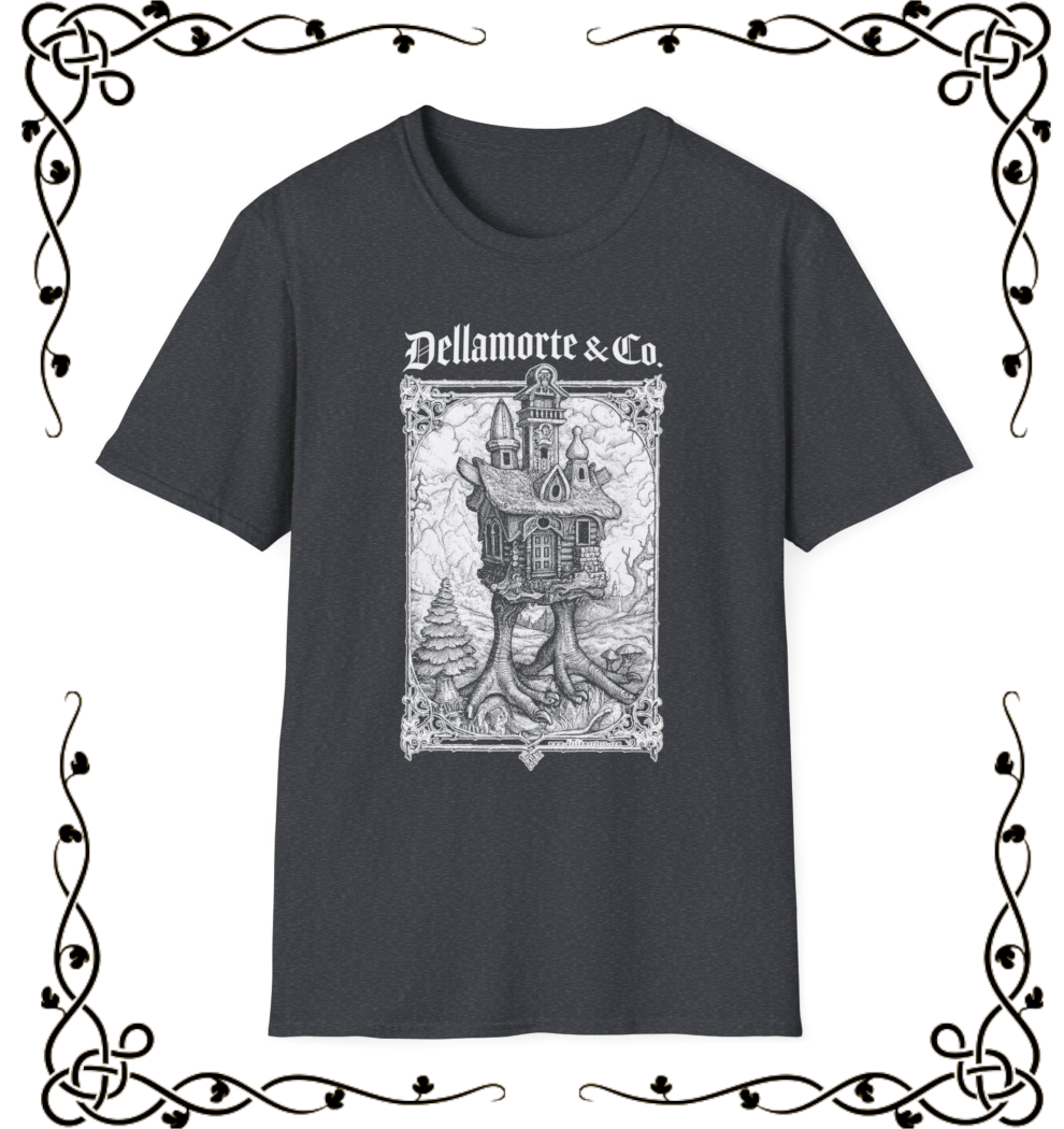 Baba Yaga's Hut Shirt | Slavic Folklore Witch House Tee by Dellamorte Art | Chicken-Leg Hut T-Shirt | Dark Fairytale Gothic Apparel