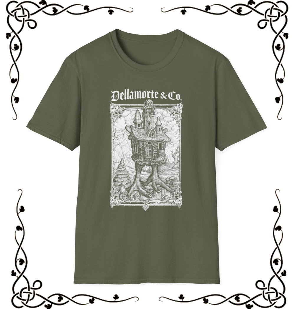 Baba Yaga's Hut Shirt | Slavic Folklore Witch House Tee by Dellamorte Art | Chicken-Leg Hut T-Shirt | Dark Fairytale Gothic Apparel