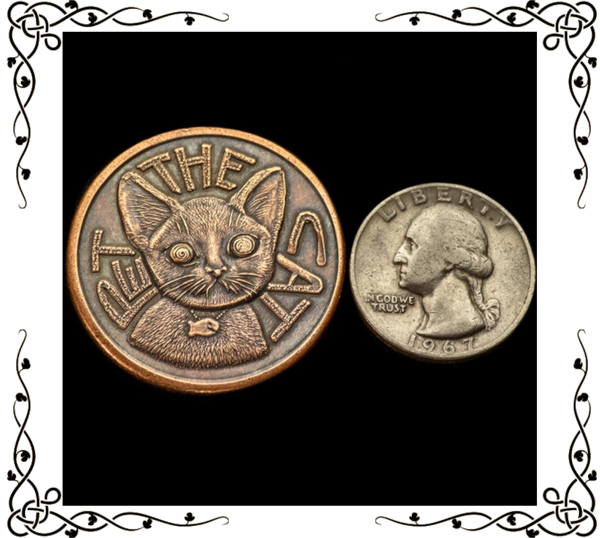 Oracle Decision Coin | Pet the Cat / Flip Again | Solid Copper