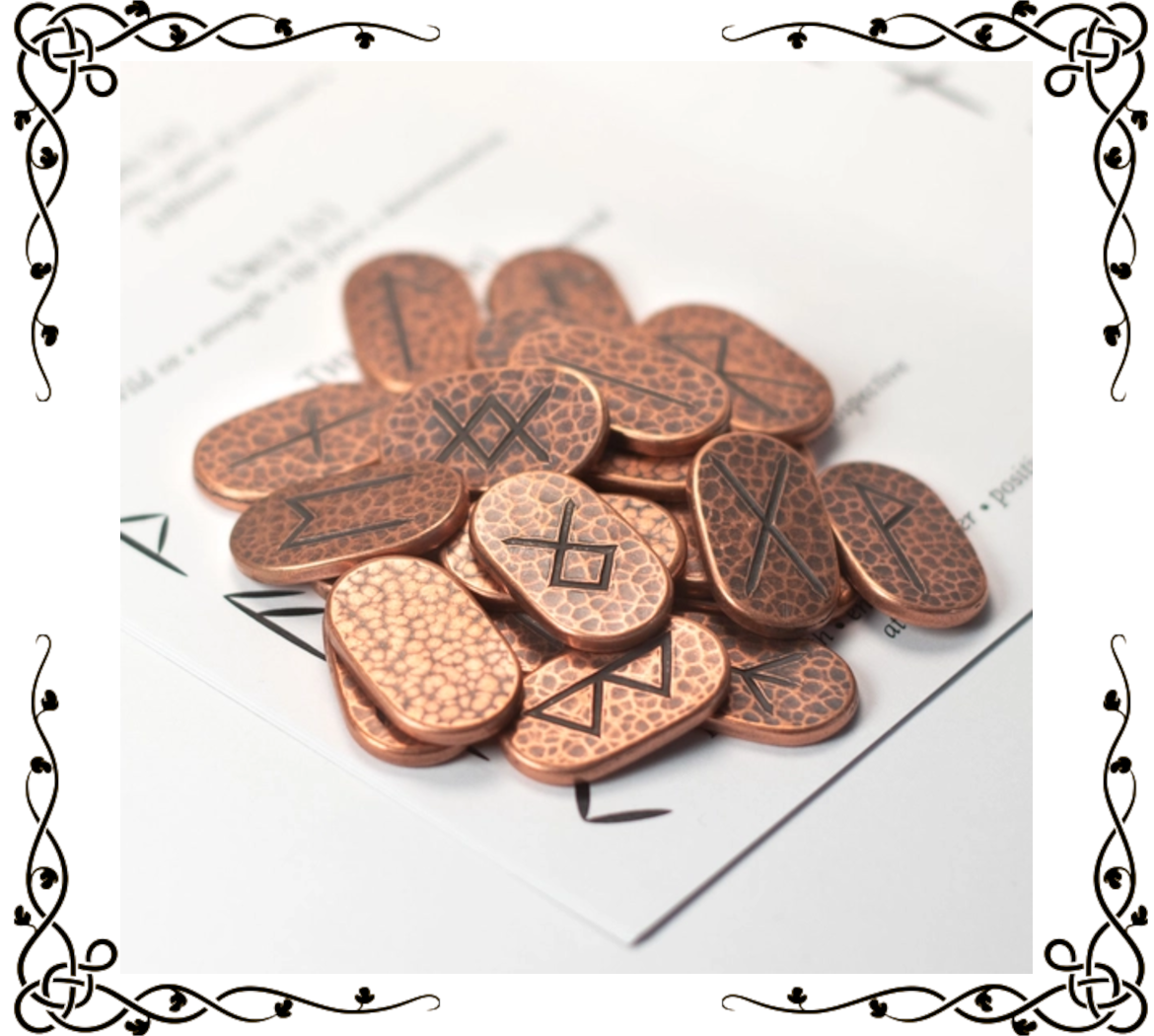 Hammered Copper Elder Futhark Runes Set